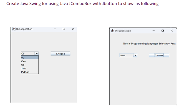 Create Java Swing for using Java JComboBox with
