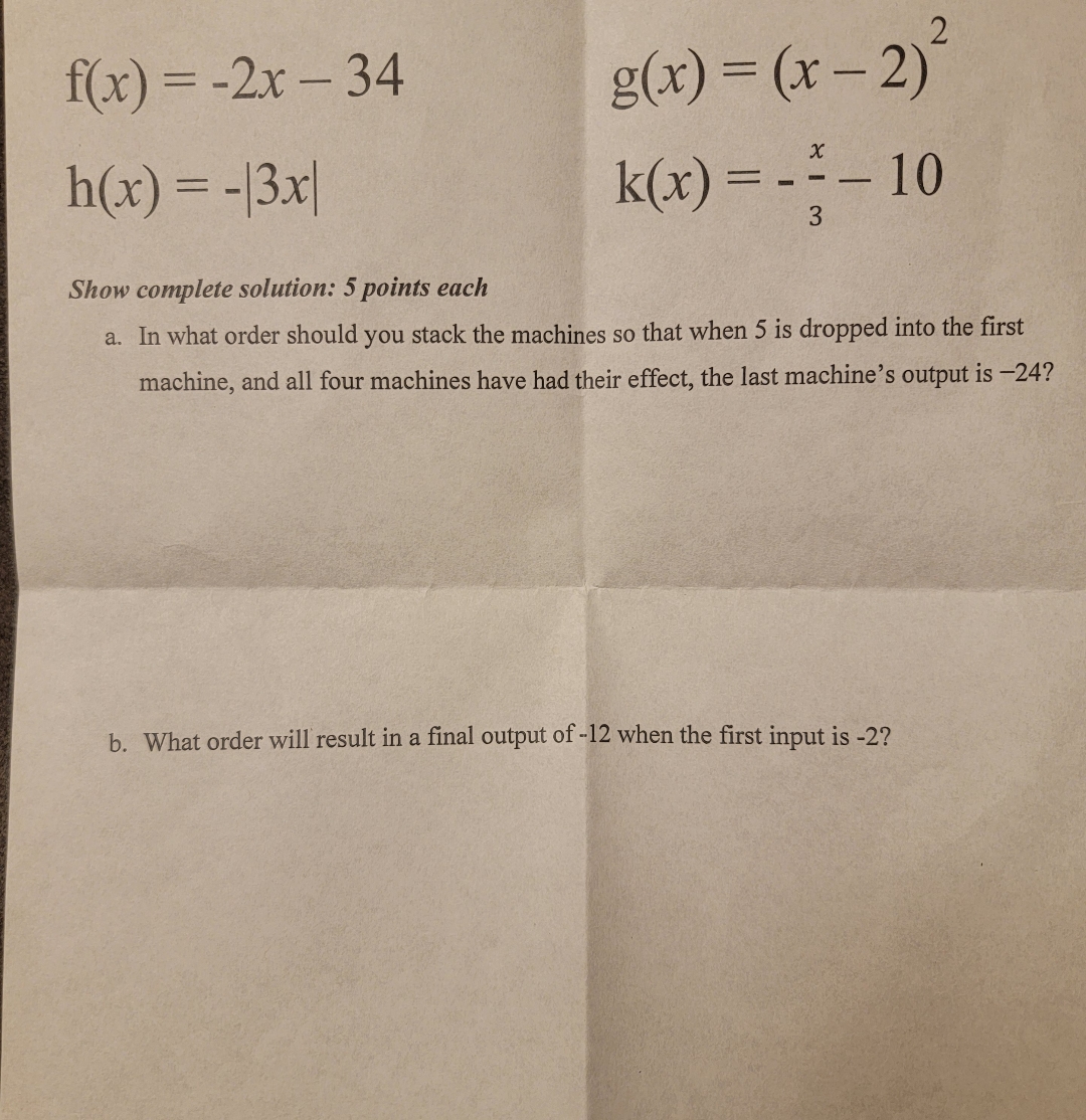 How can I figure out f ( x ) = - 2 x - 3 4 , g (