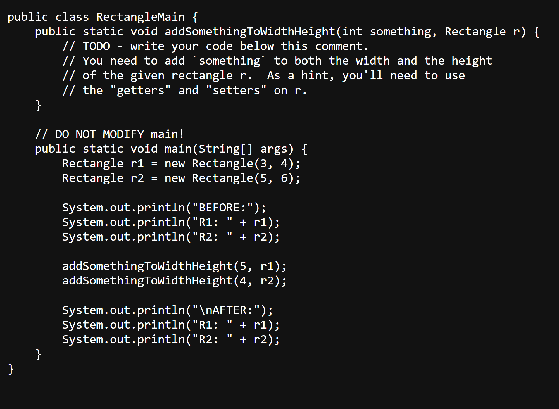 java rectangleMain public static void