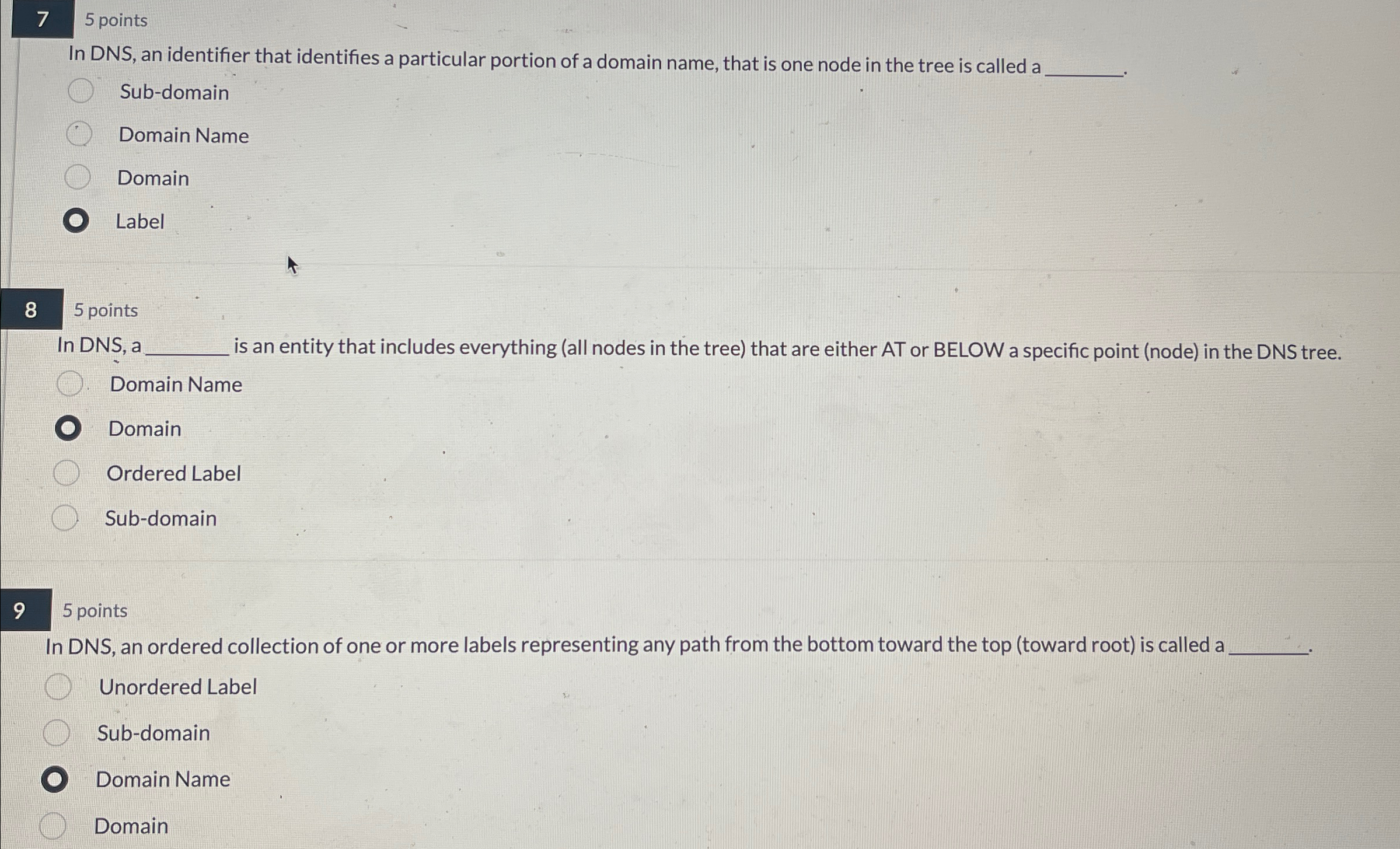 7 5 points In DNS , an identifier that identifies