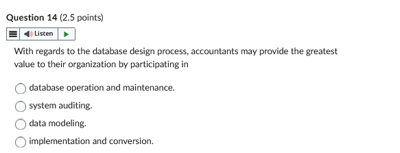 Question 1 4 ( 2 . 5 points ) With regards to the
