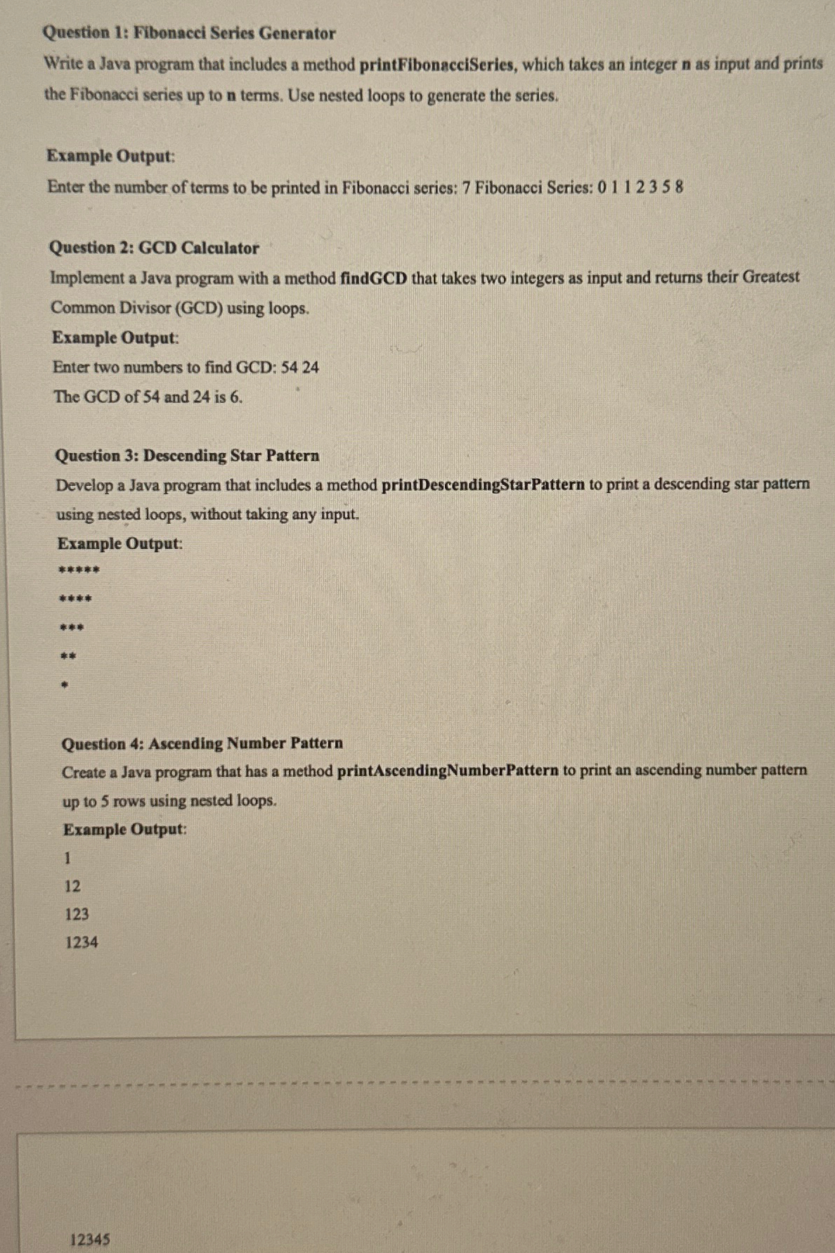 Question 1 : Fibonacci Series Generator Write a