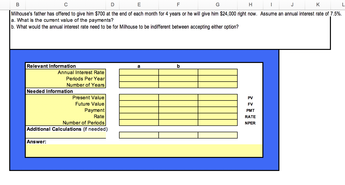 I need this solved please. In the format given