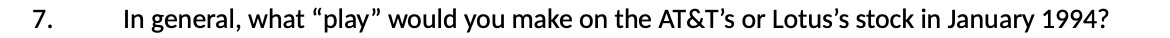 7. In general, what "play" would you make on the
