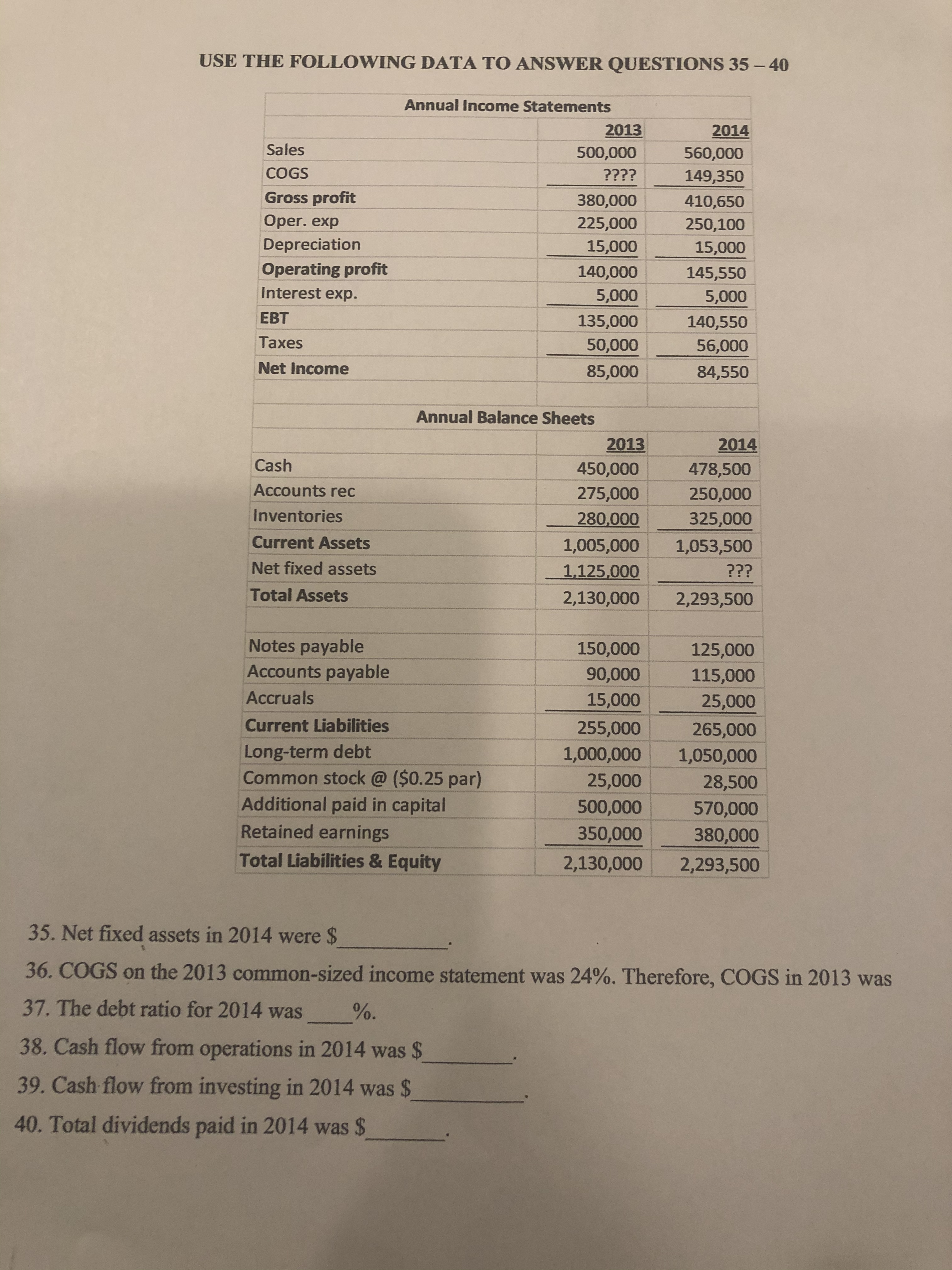 Please help with answering questions 35-40. USE