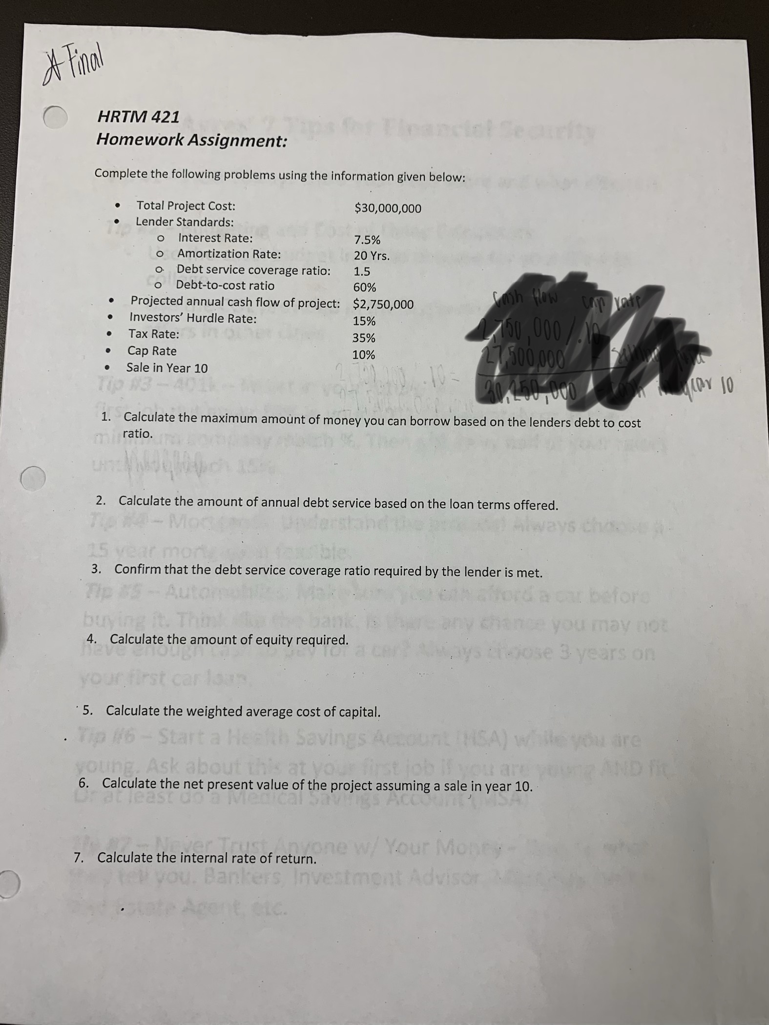 * Final HRTM 421 Homework Assignment: Complete