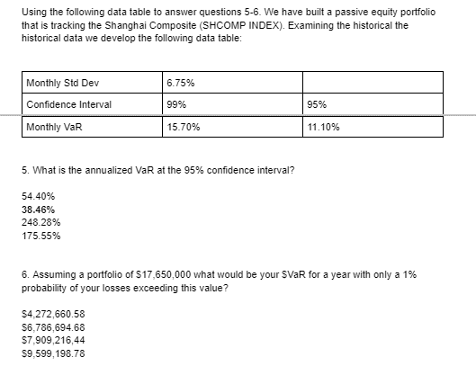 Using the following data table to answer