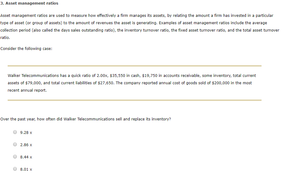 please elaborate for me 3. Asset management