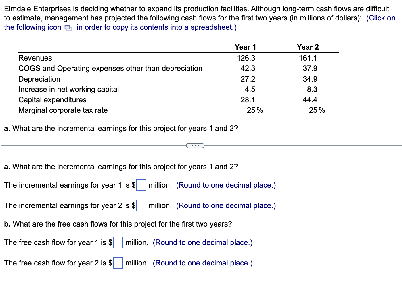 Elmdale Enterprises is deciding whether to expand