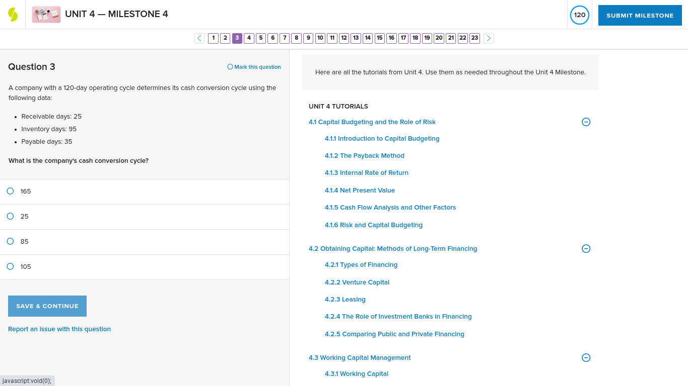 UNIT 4 - MILESTONE 4 120 SUBMIT MILESTONE < 1 2 3