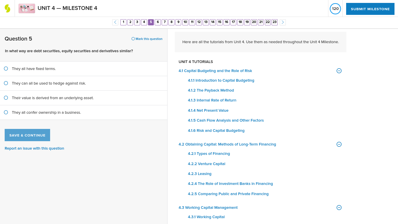 UNIT 4 - MILESTONE 4 120 SUBMIT MILESTONE < 1 2 3