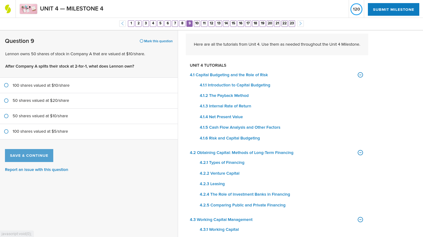 UNIT 4 - MILESTONE 4 120 SUBMIT MILESTONE < 1 2 3