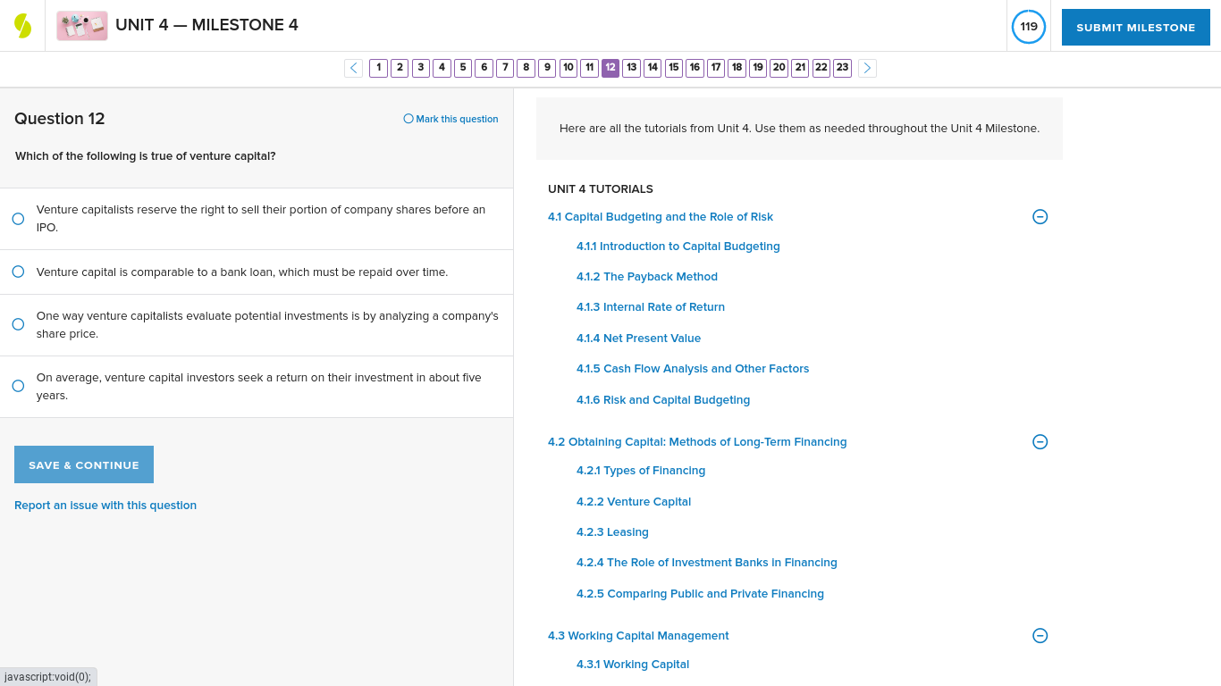 UNIT 4 - MILESTONE 4 120 SUBMIT MILESTONE < 1 2 3