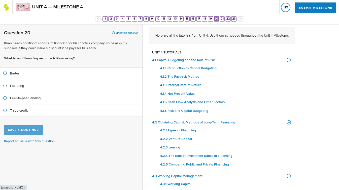 UNIT 4 - MILESTONE 4 120 SUBMIT MILESTONE < 1 2 3
