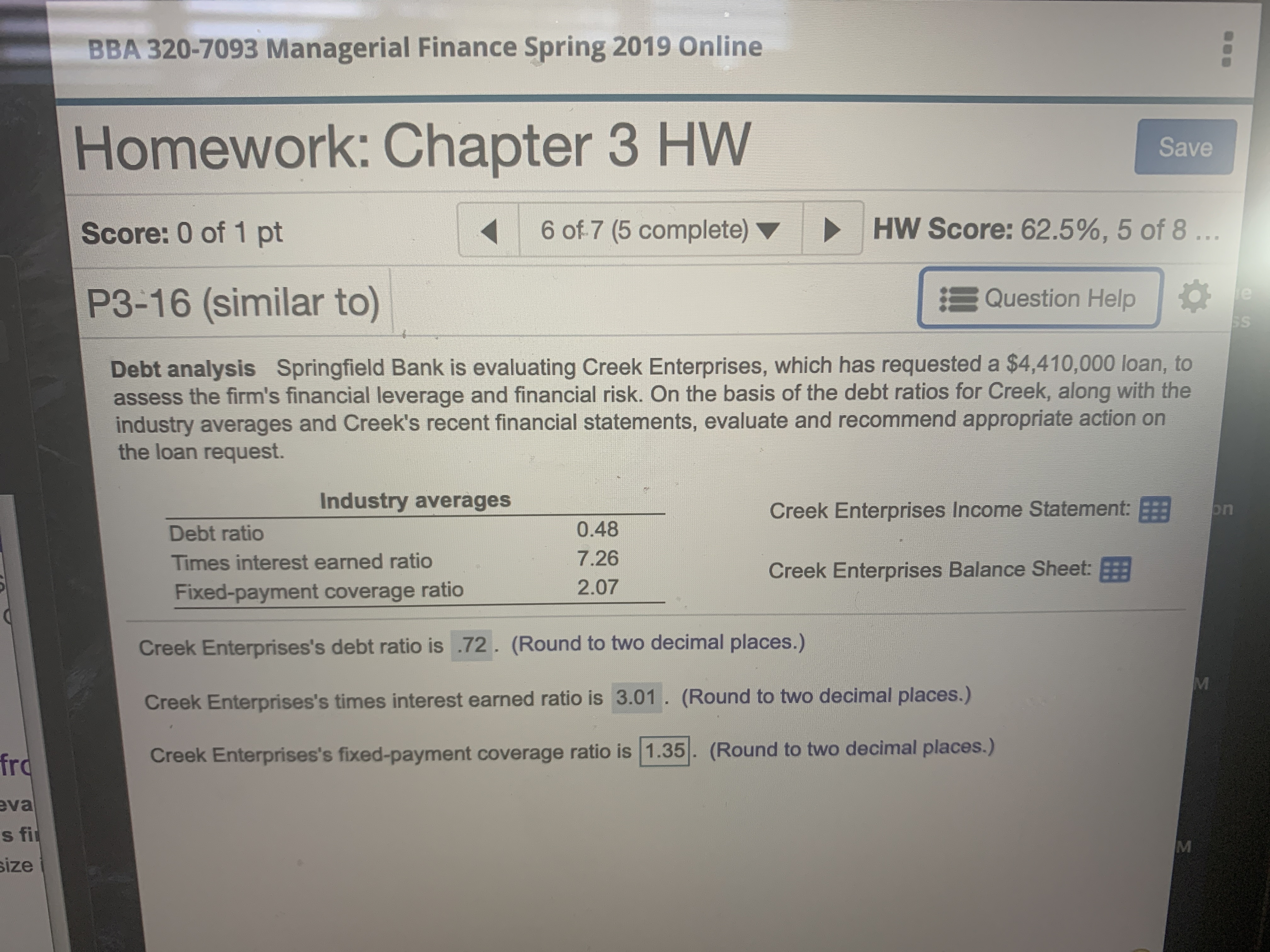 I need the fixed payment coverage ratio The