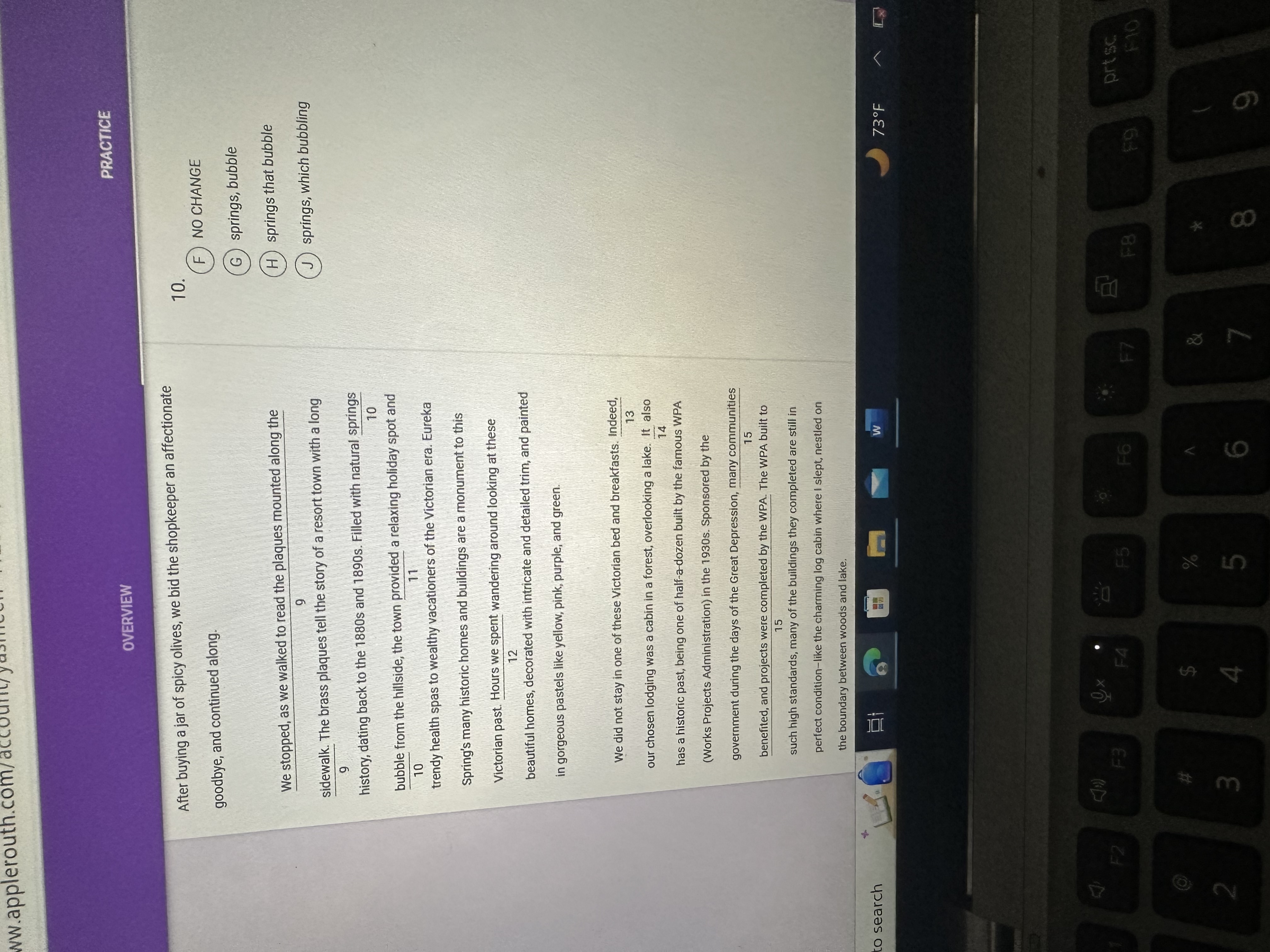 PRACTICE OVERVIEW We stopped, as we walked to