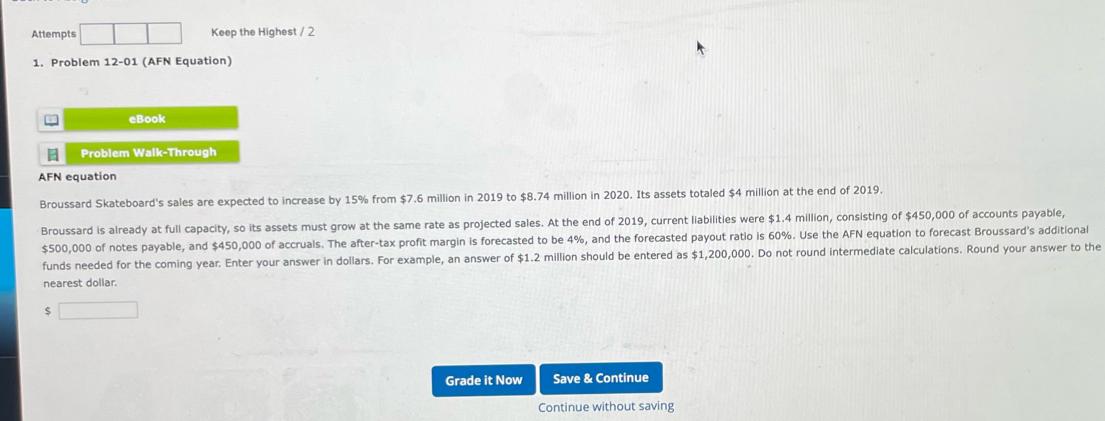Attempts Keep the Highest / 2 1. Problem 12-01