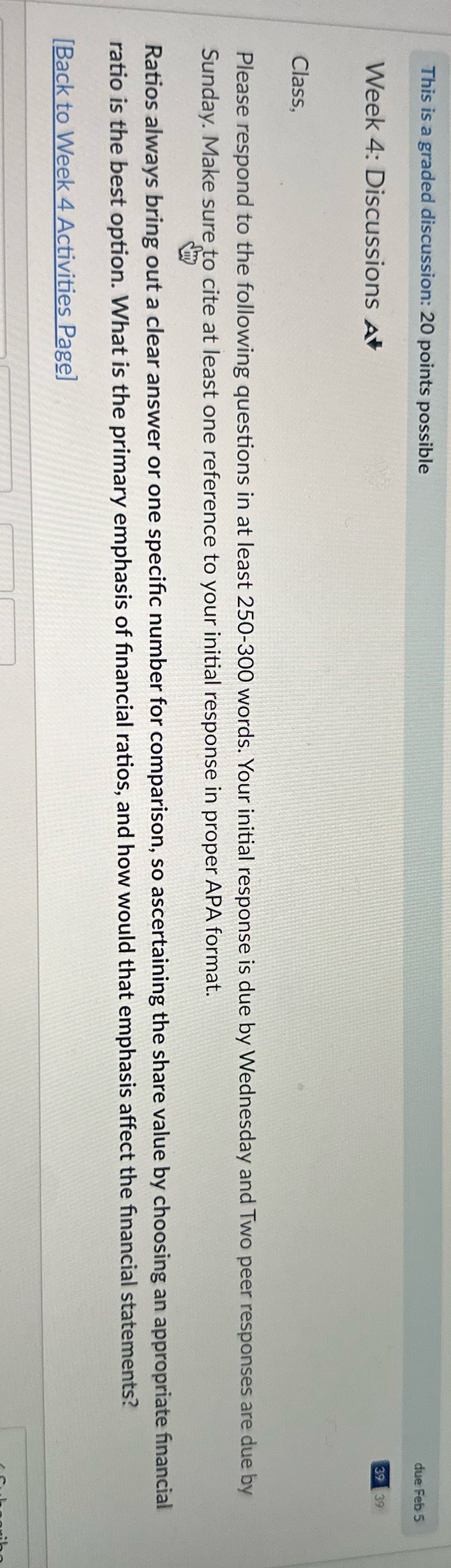 This is a graded discussion: 20 points possible