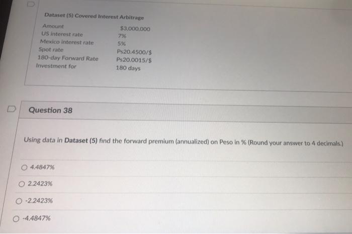 D Dataset (5) Covered Interest Arbitrage Amount