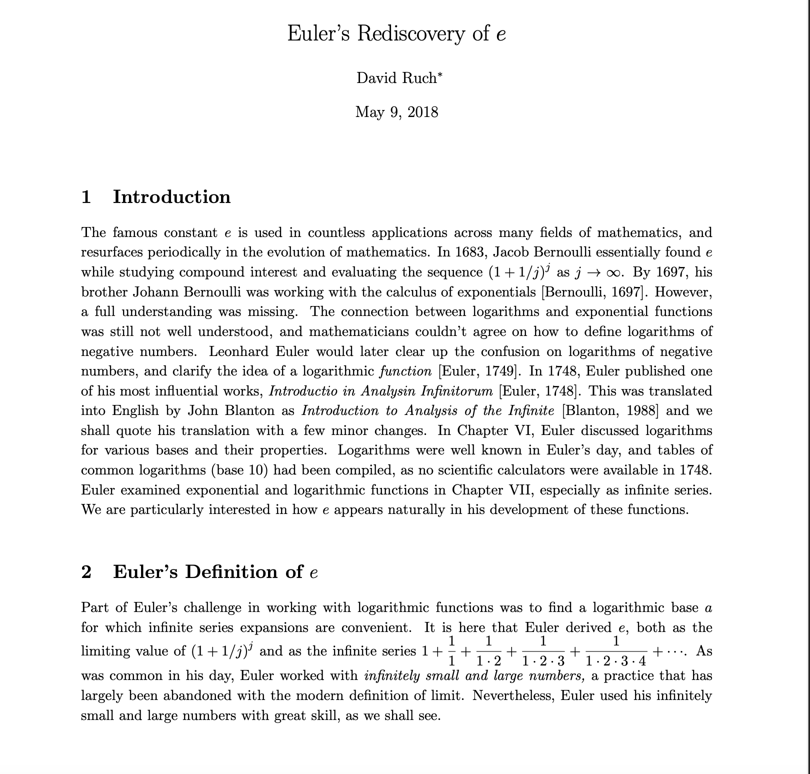 I JUST NEED TASK 4: Euler's Rediscovery of e