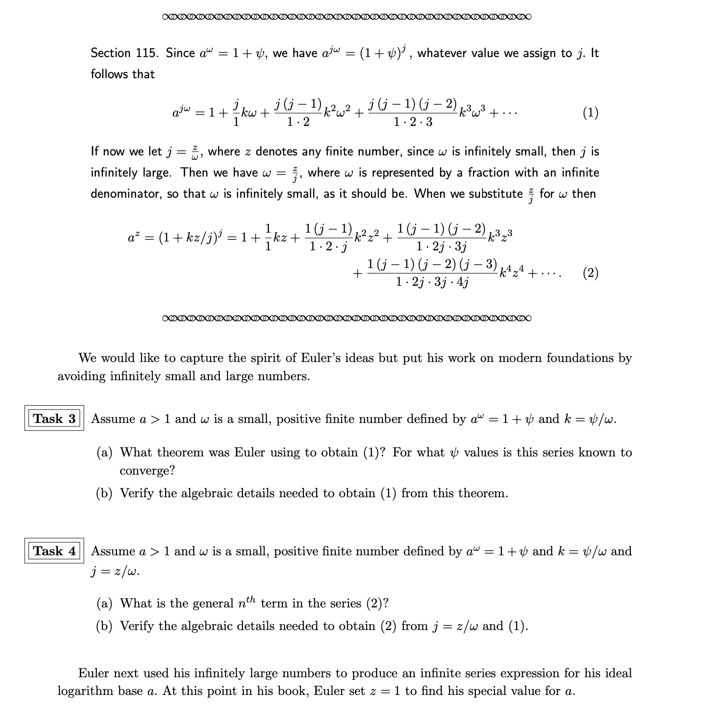 I JUST NEED TASK 4: Euler's Rediscovery of e