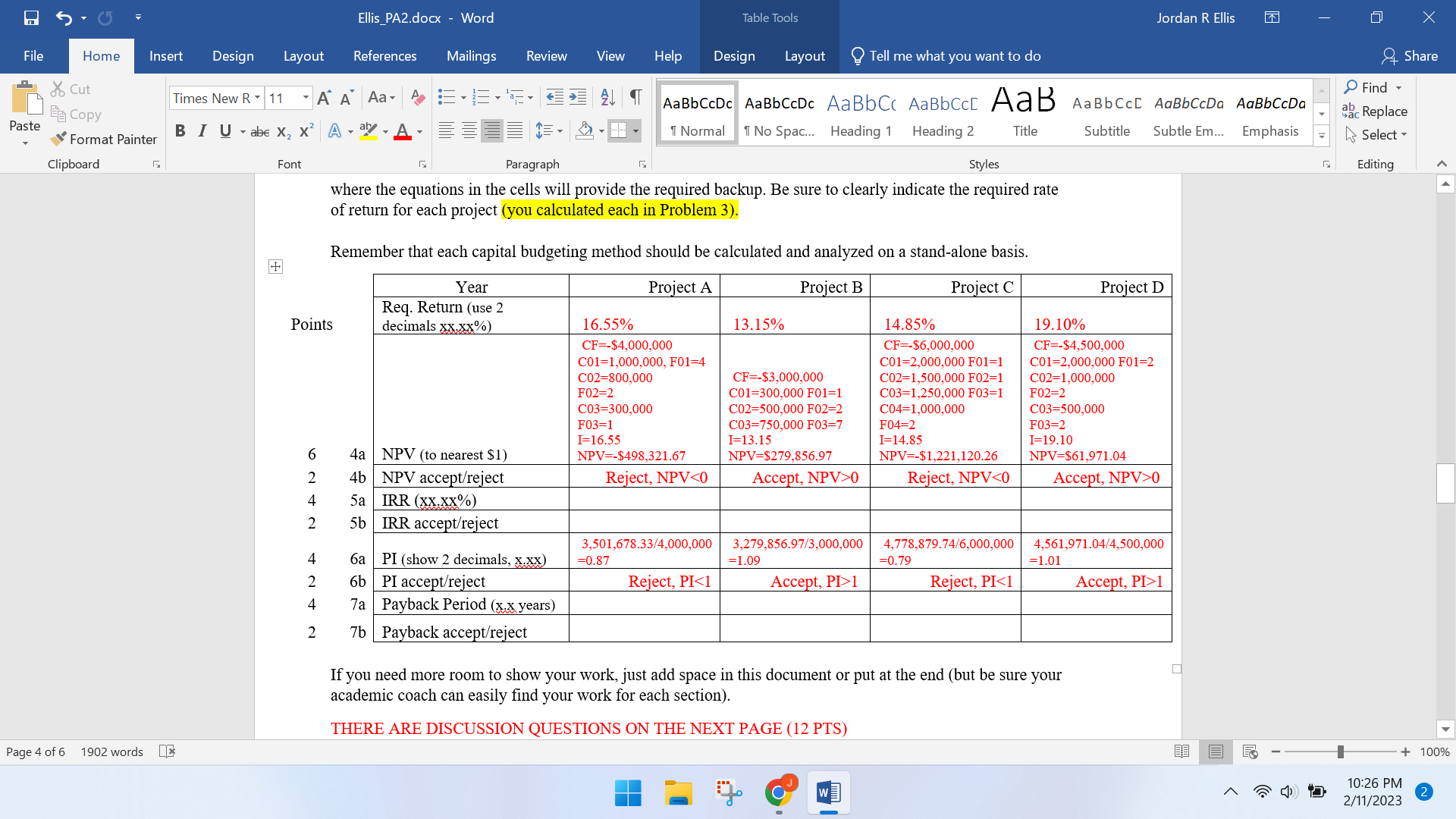 Ellis_PA2.docx - Word Table Tools Jordan R Ellis