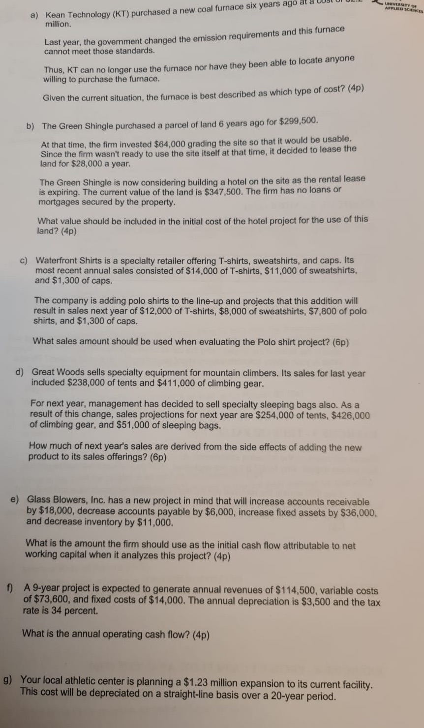 UNIVERSITY OF a) Kean Technology (KT) purchased a