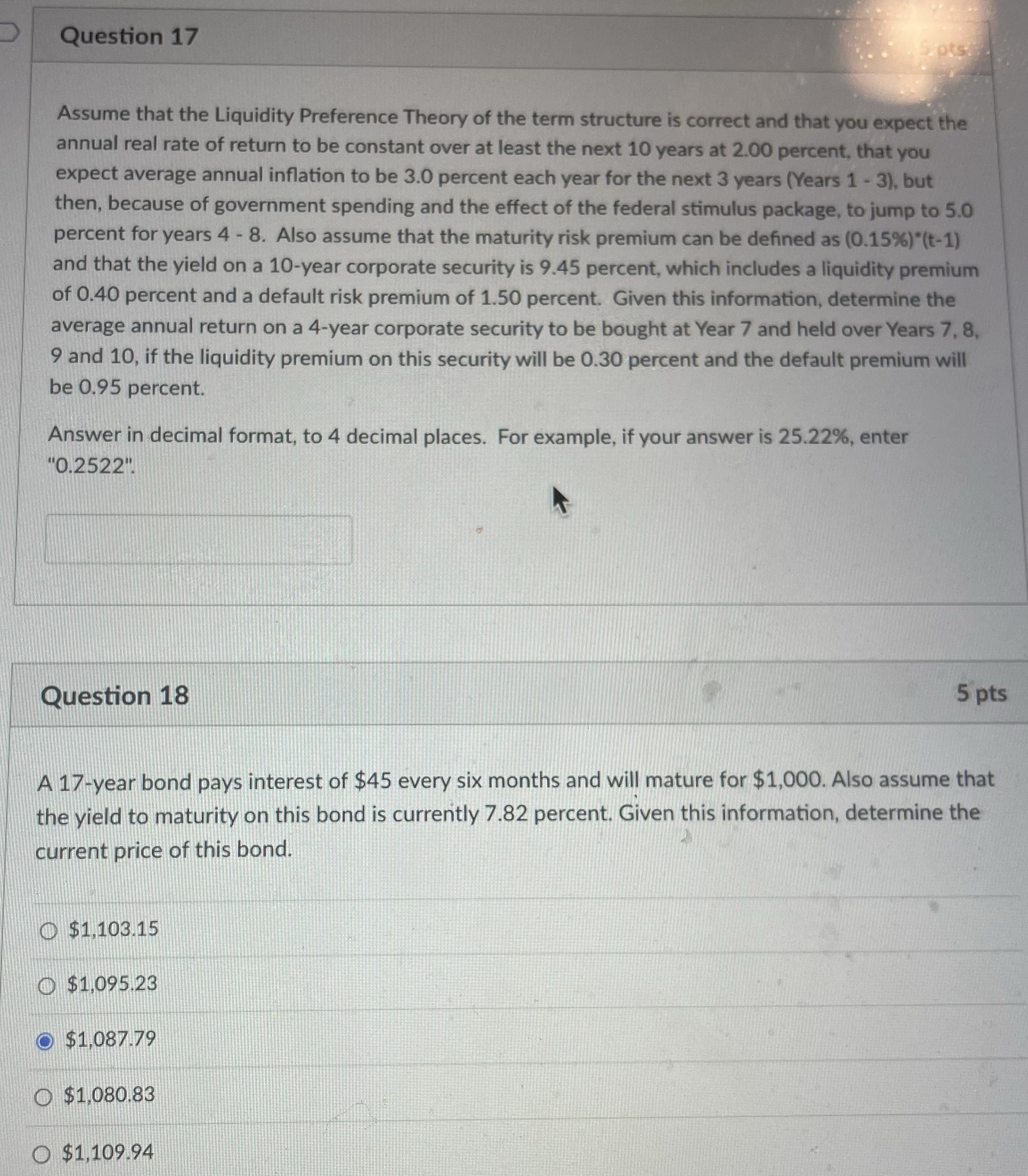 Question 17 Lots. Assume that the Liquidity
