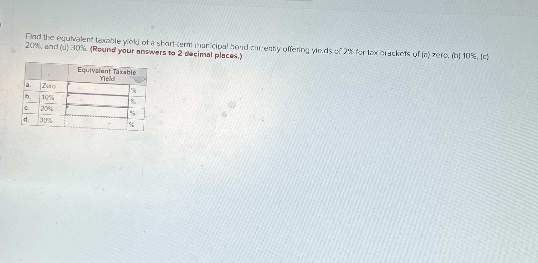 Find the equivalent taxable yield of a short-term