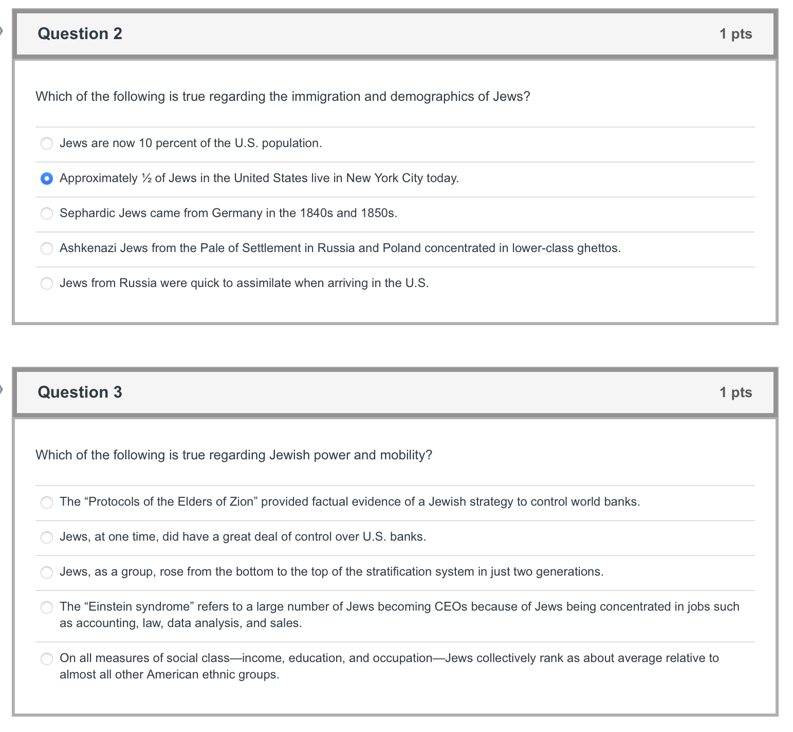 Question 2 1 pts Which of the following is true