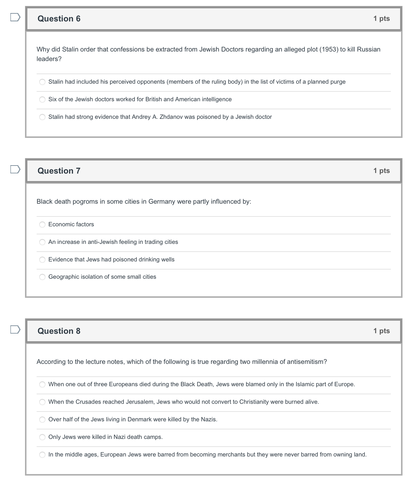 Question 2 1 pts Which of the following is true