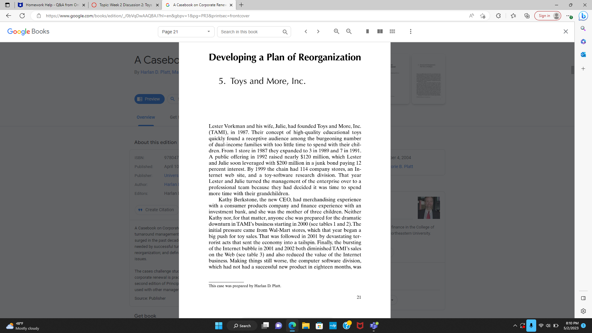 Please read this case and help me Develop a