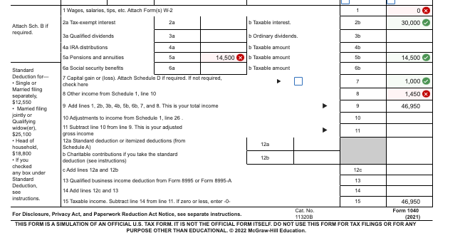 Required information Please provide an Form 1040