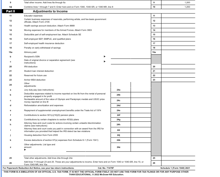 Required information Please provide an Form 1040