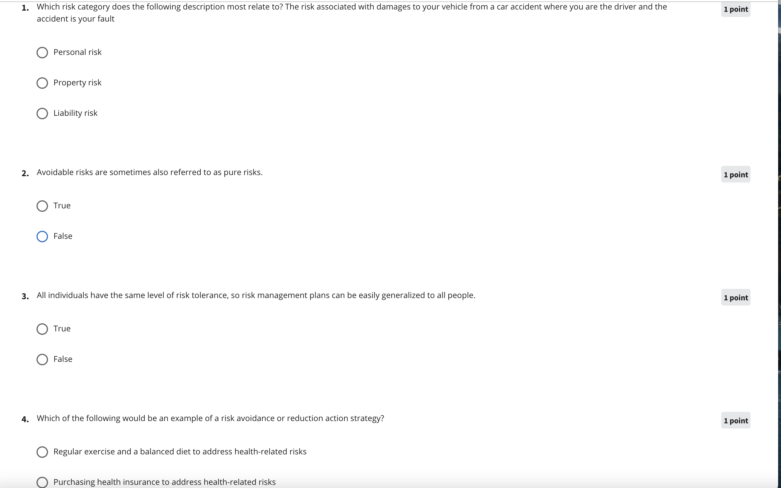 please help with the following 1. Which risk