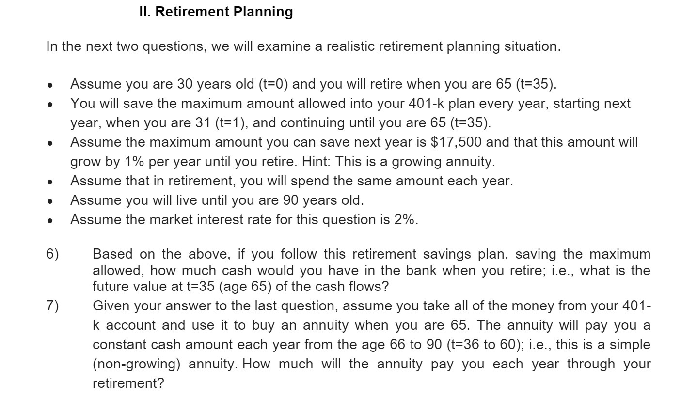 ||. Retirement Planning In the next two