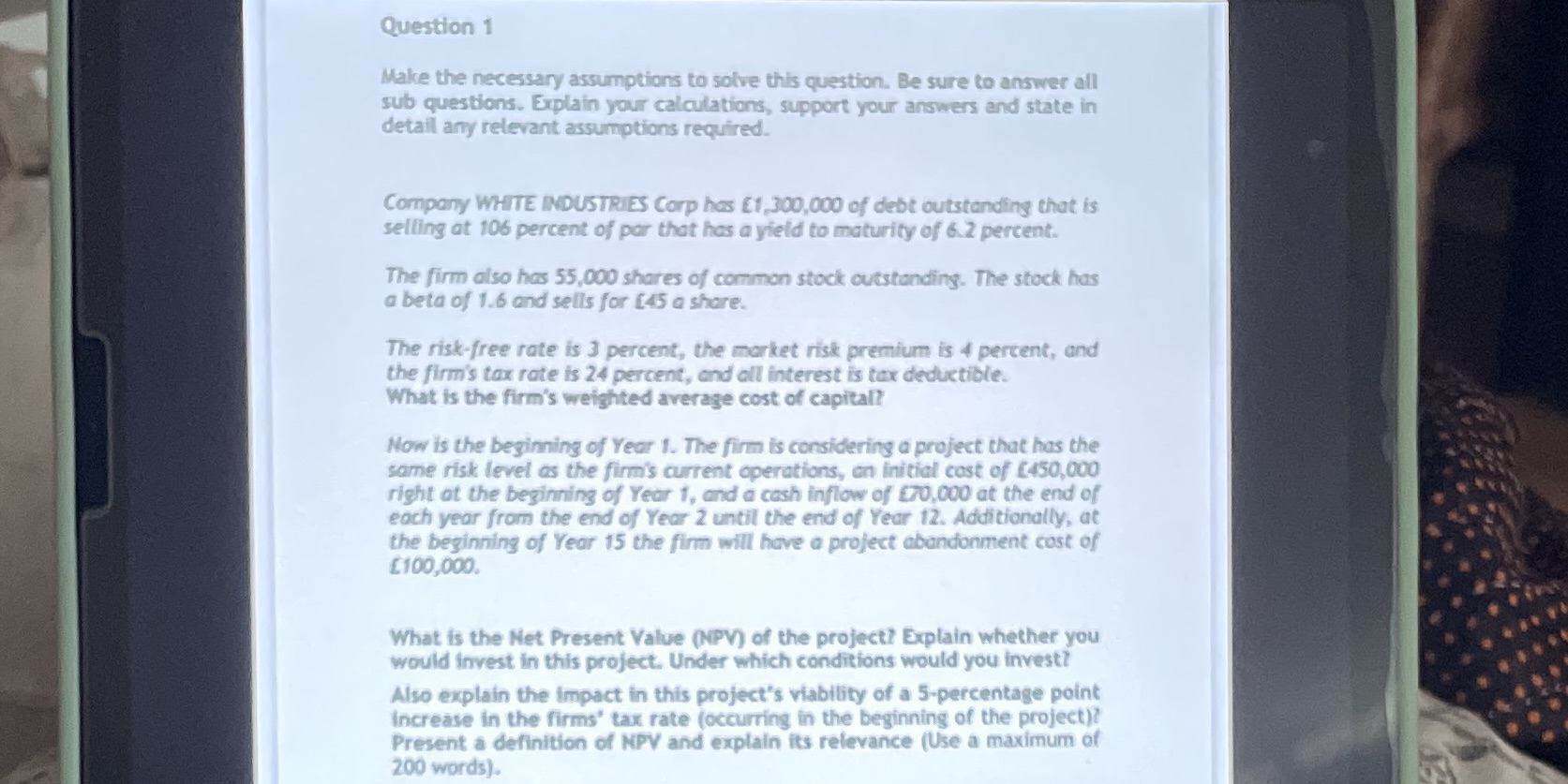 How do you answer these questions ? Question 1