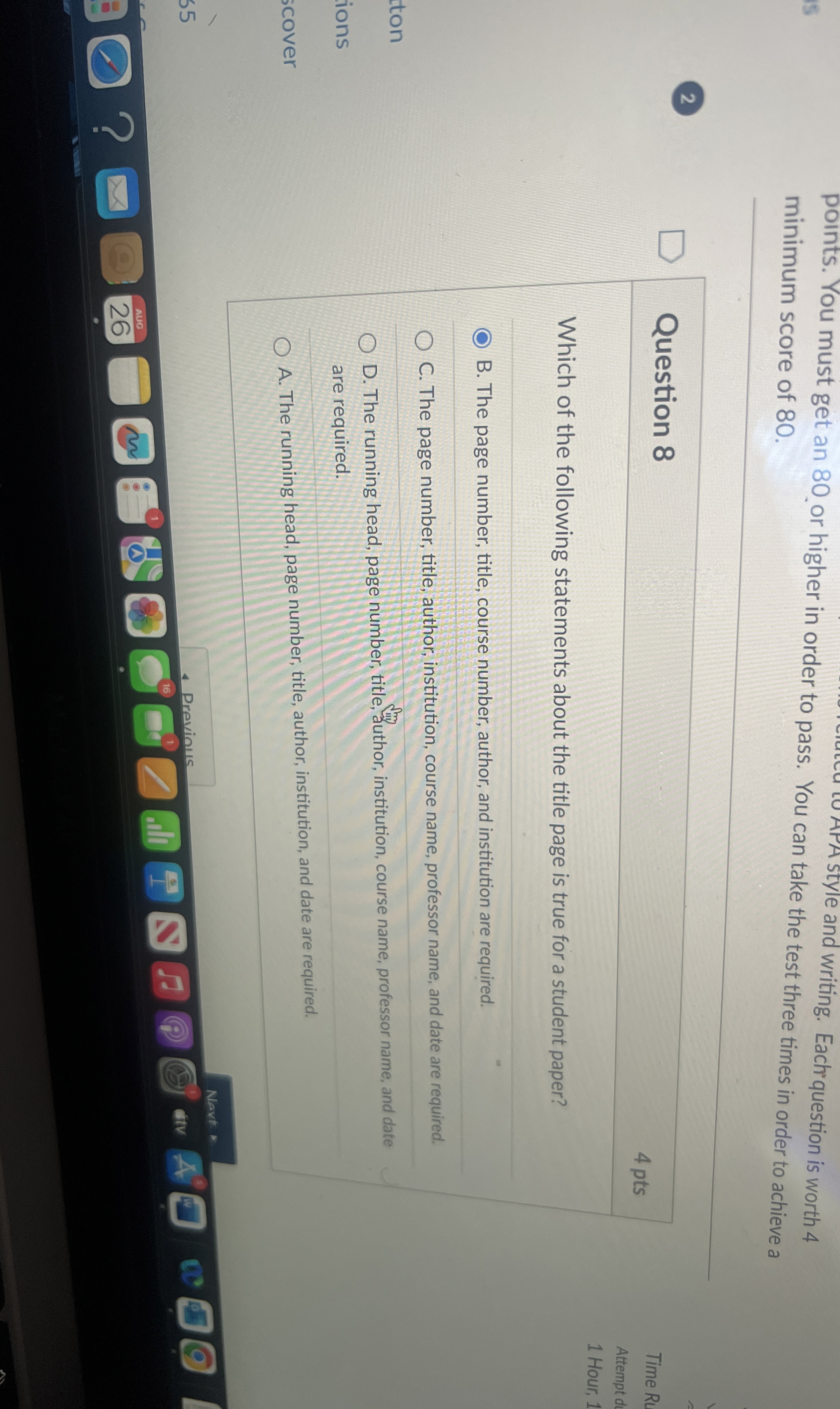 points. You must get an 8 0 or higher in order