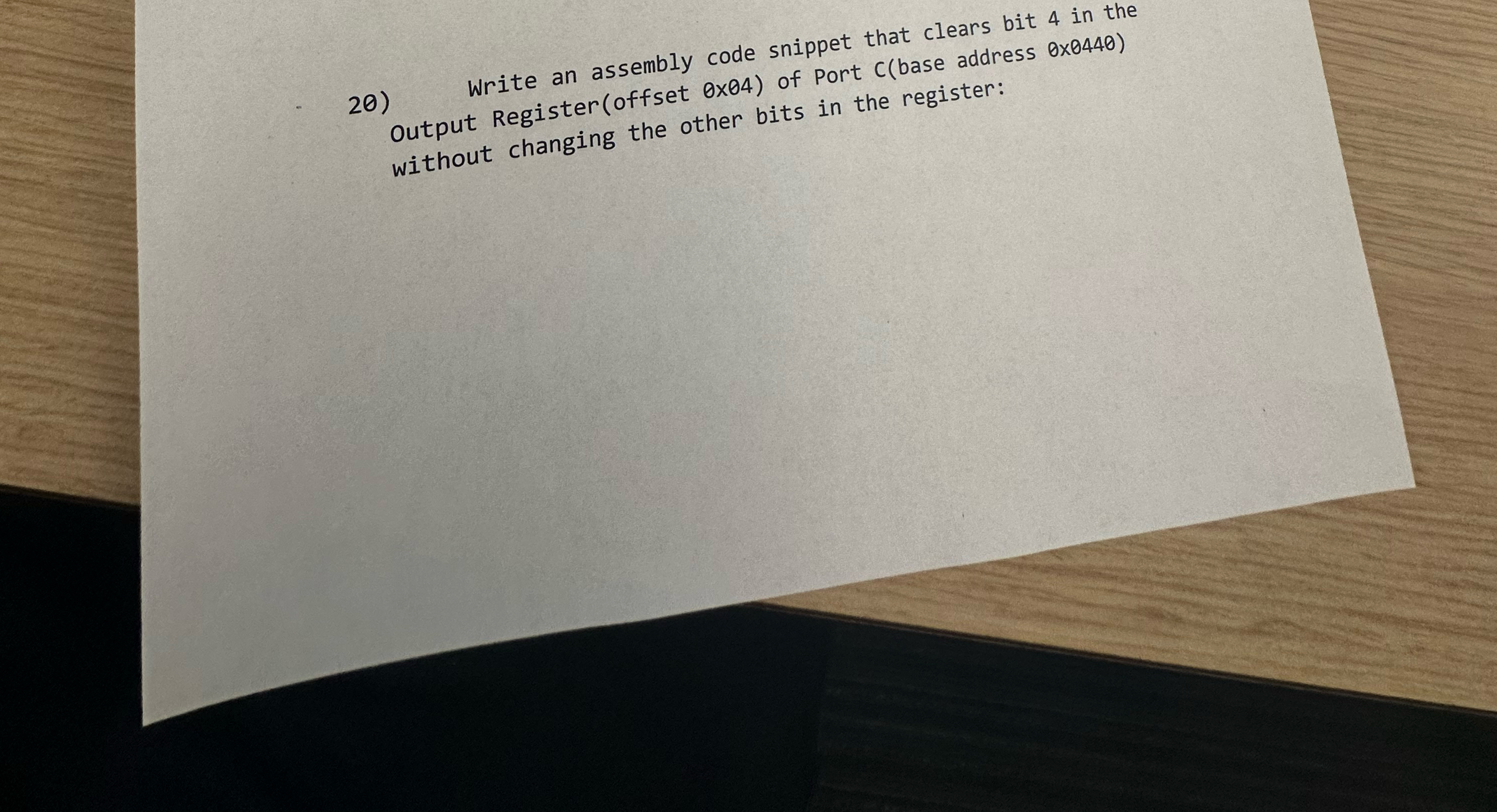 Write an assembly code snippet that clears bit 4