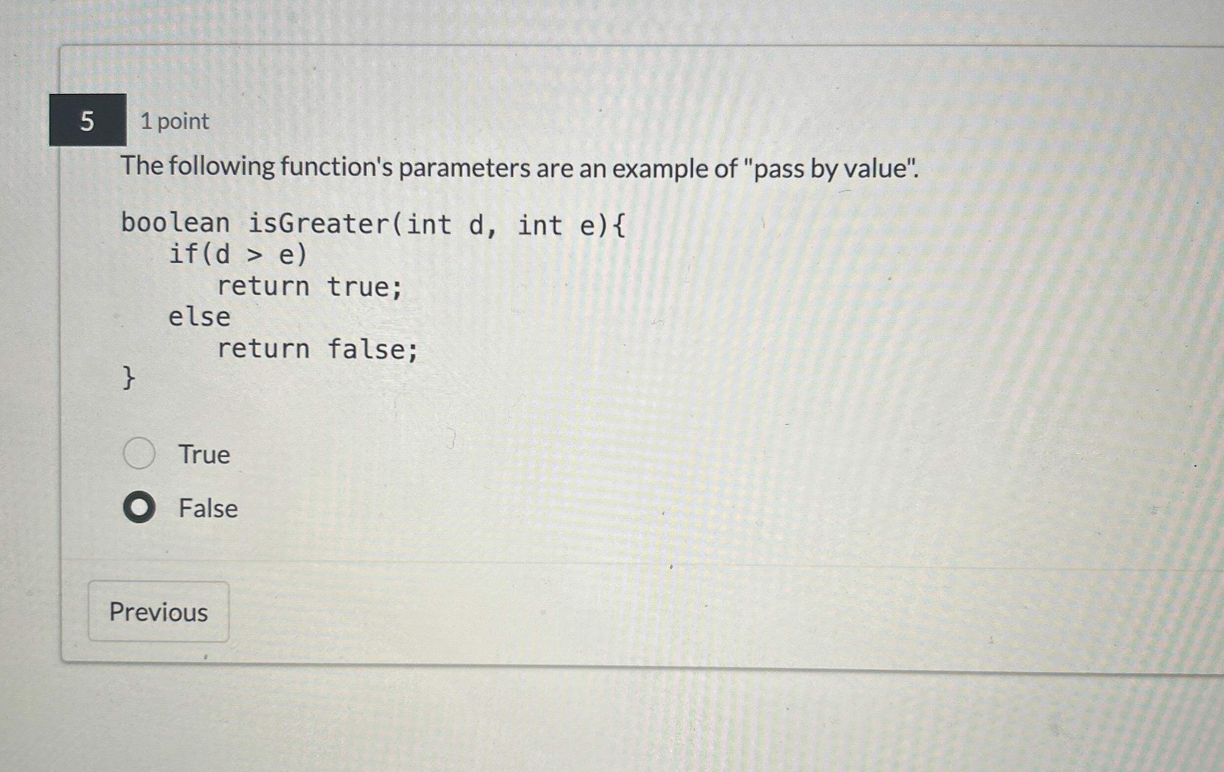 5 1 point The following function's parameters are