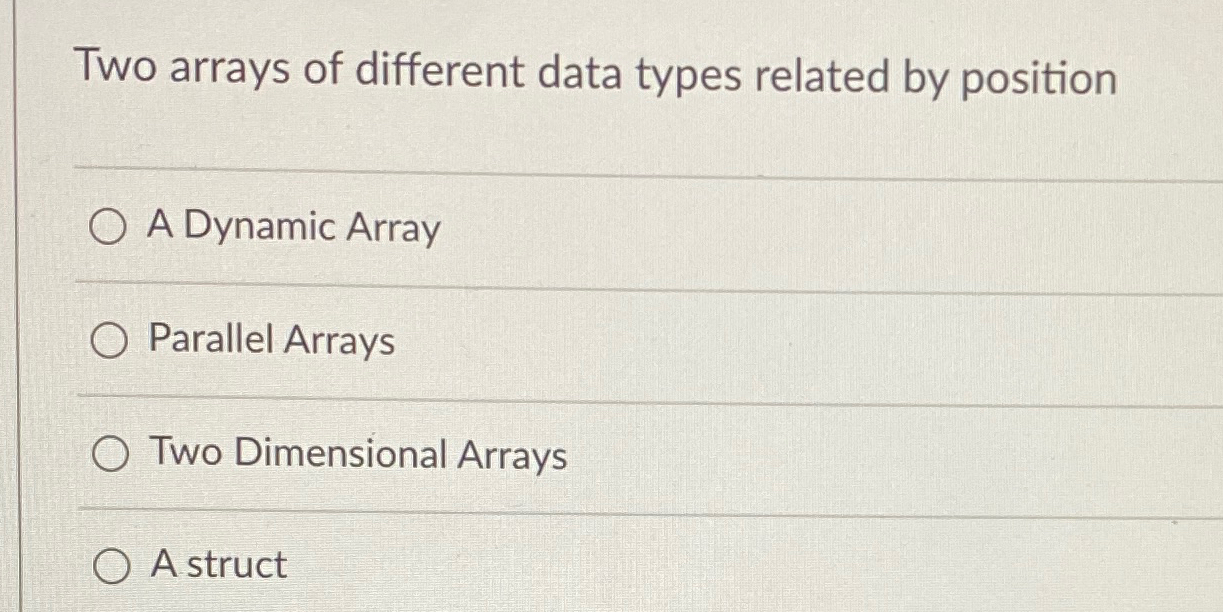 Two arrays of different data types related by