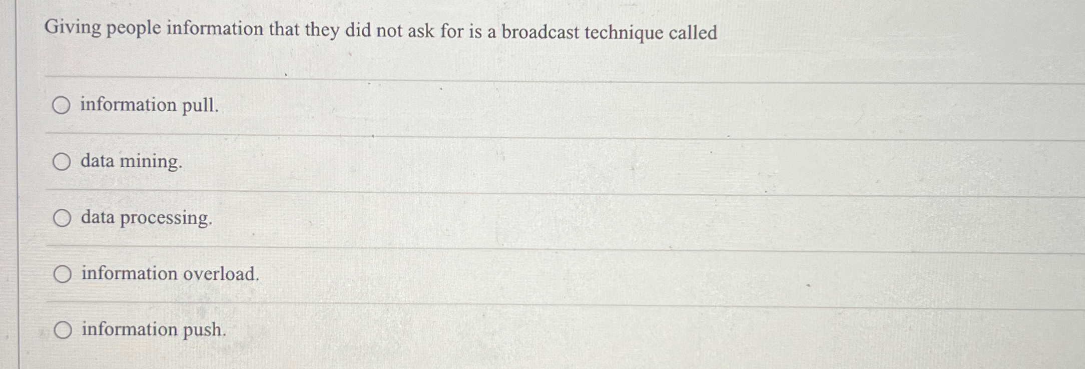 Giving people information that they did not ask