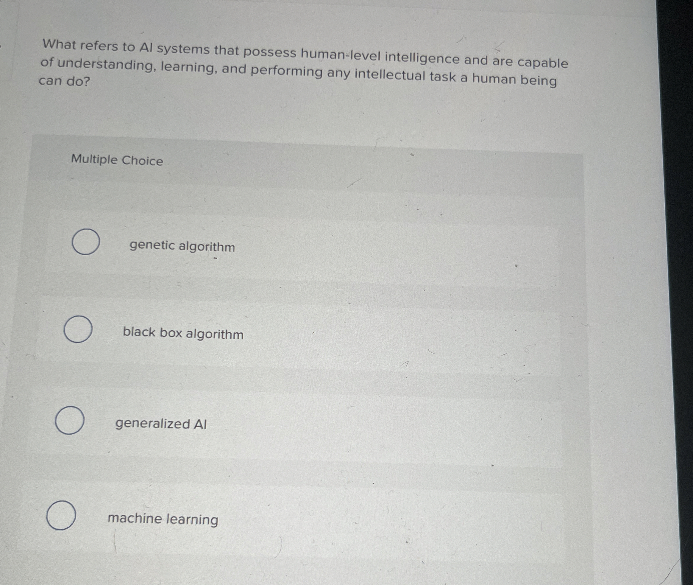 What refers to Al systems that possess human -