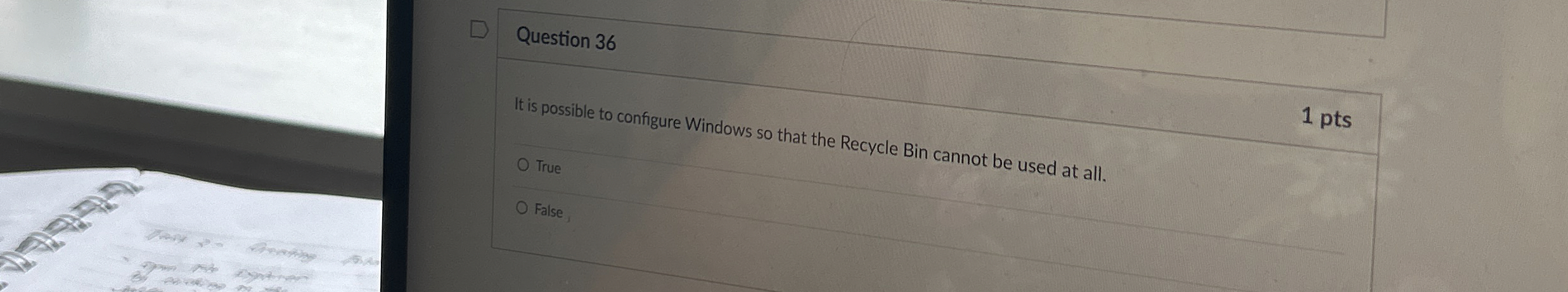 Question 3 6 1 pts It is possible to configure