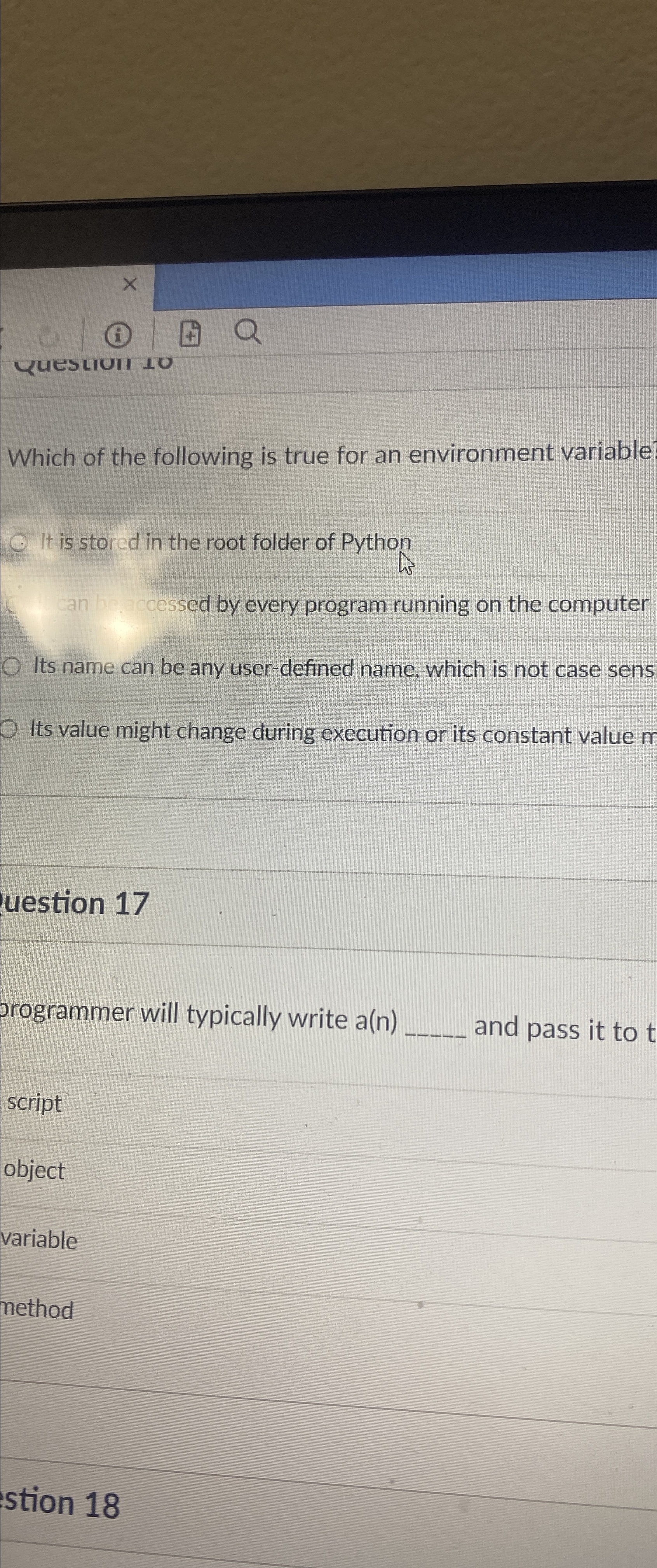 Which of the following is true for an environment