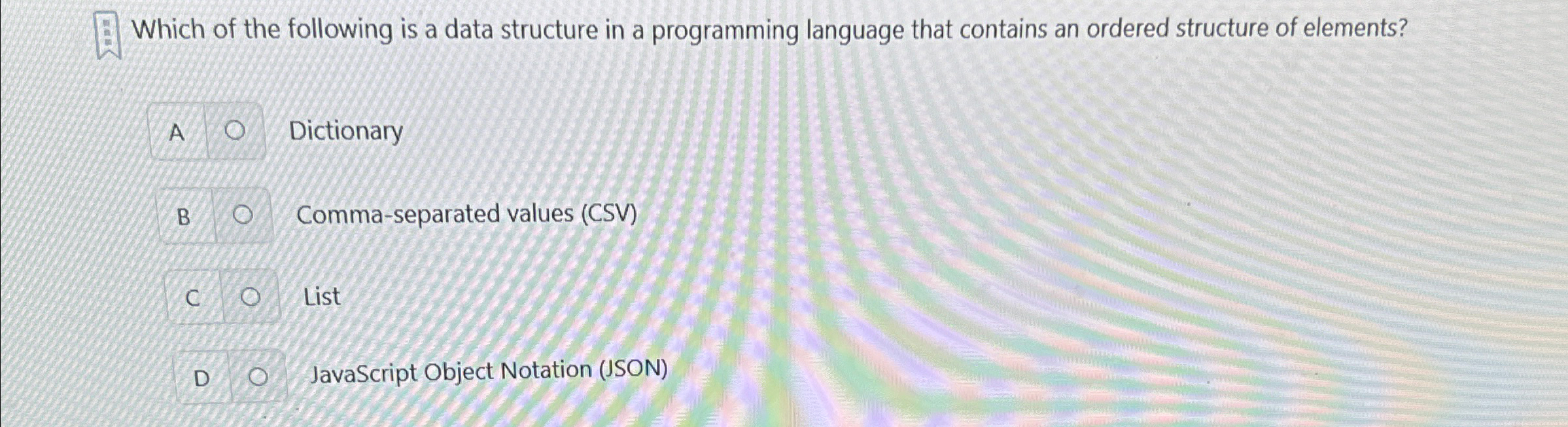 Which of the following is a data structure in a