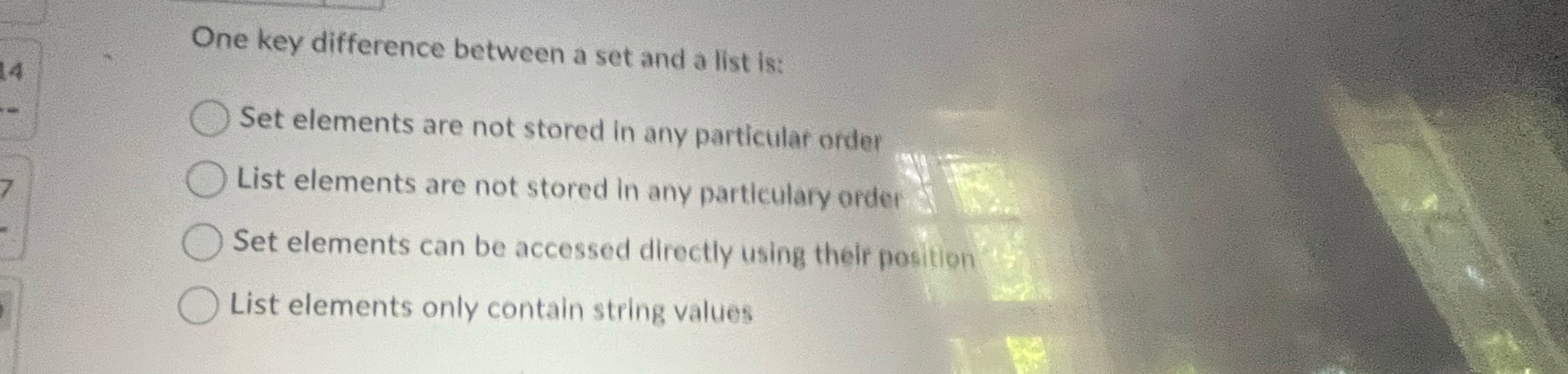 One key difference between a set and a list is: