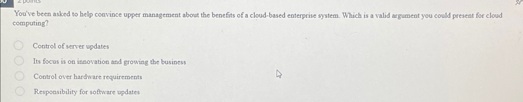 You've been asked to help convince upper