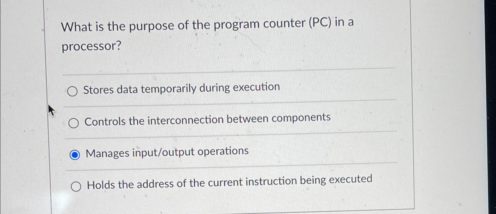What is the purpose of the program counter ( P C
