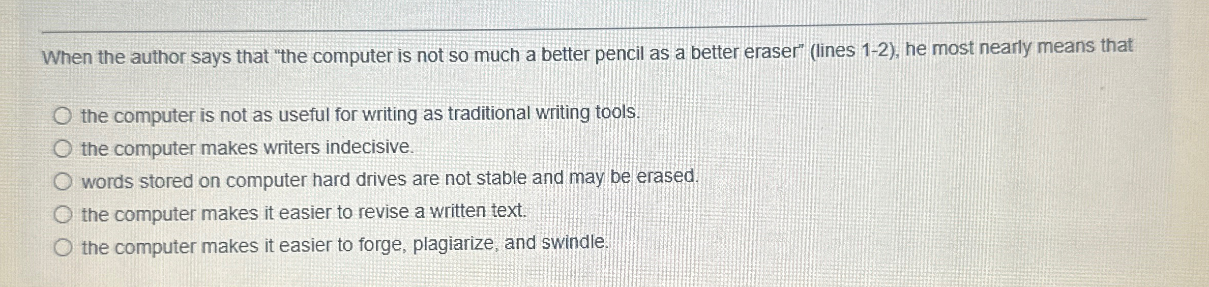 When the author says that "the computer is not so
